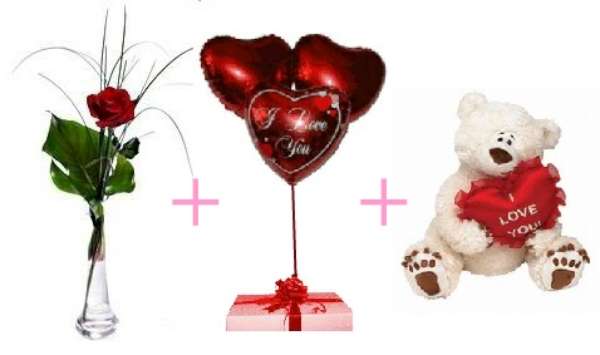 True Love - Single Rose, Box of Chocolates & Teddy Bear Bundle